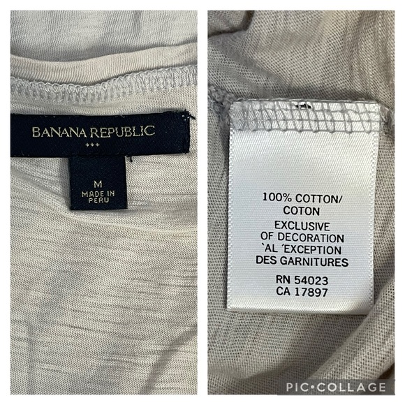 Banana Republic Light Gray 100% Cotton V-neck Tshirt | Size Medium - Picture 6 of 7